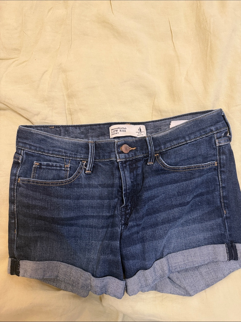 Abercrombie & Fitch Dark Blue Low Rise Denim Shorts